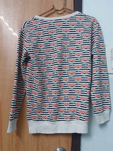 Striped Cherry Print Sweatshirt