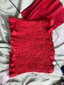 Smocked Red Cropped Top