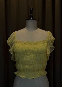 Sheer Ruffle Crop Top
