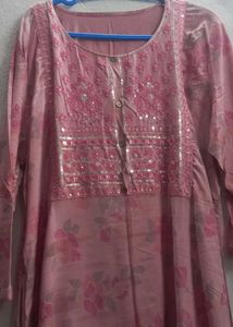 Embellished Pink Floral Kurta