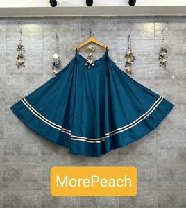 Teal Ethnic Skirt with Blouse piece Gold Trim