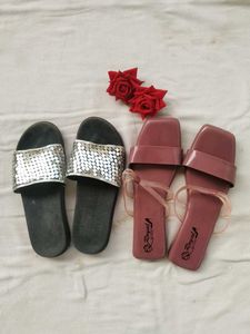 Stylish Slippers: Pink & Silver slippers