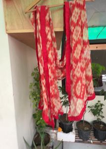 Red &amp; White Printed Dupatta