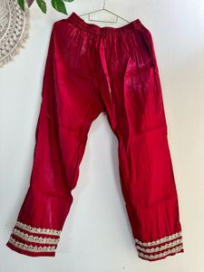 Bridal maroon japan silk Embroidery suit pant set