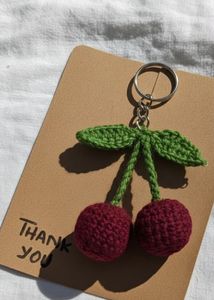 Cute crochet Cherry Keychain