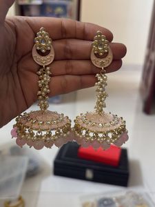 Pink Jhumka Earrings