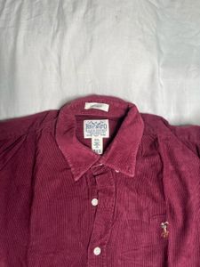 Burgundy velvet Corduroy Button-Down Shirt