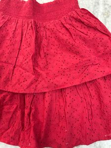 Chic Red Tiered Skirt
