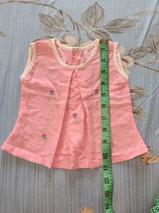 Pink Embroidered Sleeveless Baby Top