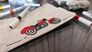 Hand-Painted Motorcycle Pouch