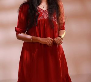 Stylish Red Embroidered Dress
