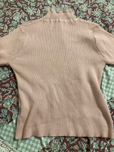 Urbanic Dusty Pink Ribbed Turtleneck Top – Sheer M