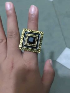Statement Square Black Stone Ring