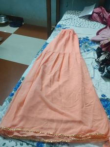 peach sharara set (white thread work)size XL