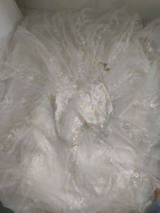 heavy flared White Anarkali Gown