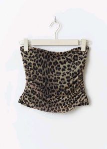 Leopard Print Ruched Tube Top