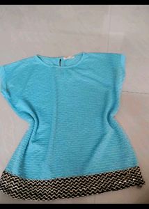 Blue Top with Black Detail