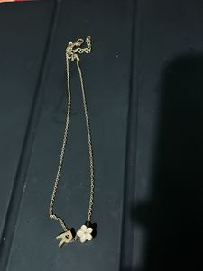 Delicate "R" & Flower Pendant Necklace
