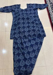 Blue Printed Kurta and Patiala Suit