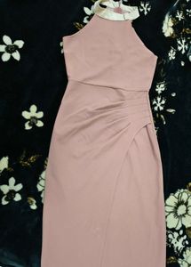 Elegant Pink Halter Neck Maxi Dress