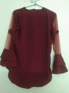 Maroon Sheer Sleeve Top (unused)