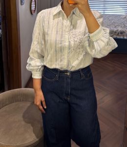 Striped Embroidered Button-Up Shirt