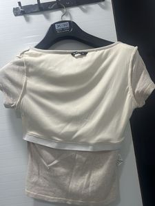 Ribbed Scoop Neck padded Cropped Top