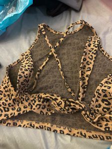 Urbanic Leopard Print Crop Top backless