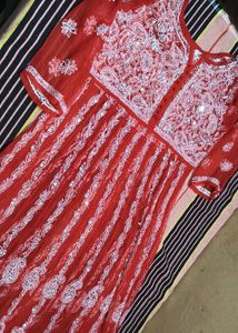 combo of Embellished Royal Blue and Red kurti with