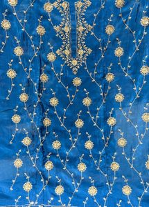 New Elegant Blue Embroidered  handwork Kurta Set