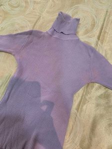 Lilac Ribbed Turtleneck Knit Top