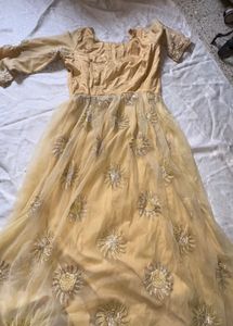 Elegant Gold Embroidered Gown