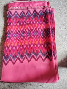 Vibrant Pink Ikat Print Saree