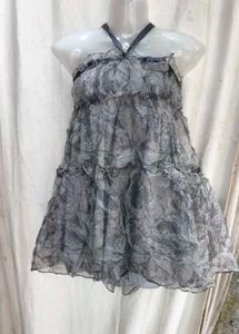 rose print grey frock