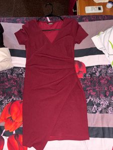 Burgundy Wrap Mini Dress, small size
