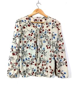 Floral Print Tassel Blouse