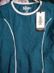 Teal Cropped Top with White Piping