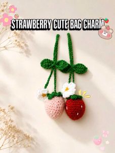 Crochet Strawberry Bag Charm