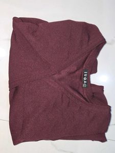 Maroon Puff Sleeve Crop Top