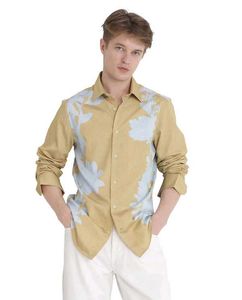 Rare Rabbit Mustard Abstract Print Shirt