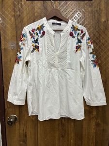 Embroidered White Kurta(Brand new )