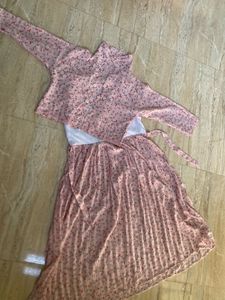 Floral Print  Korean Dress with Matching Jacket💗�