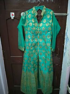 Elegant Teal Embroidered Anarkali Suit