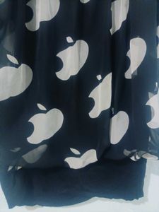 Stylish Black Apple Print Top