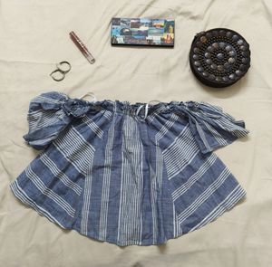 Blue and White Striped Top