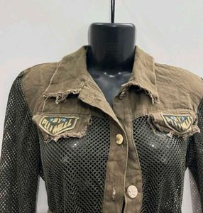 Unique Mesh Panel Cropped Jacket
