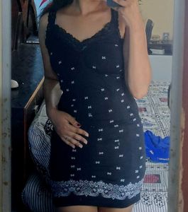 Black Lace Trim Slip Dress