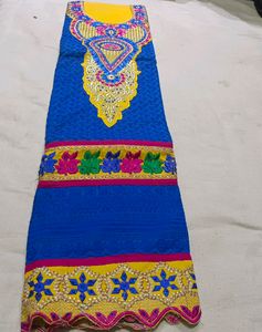 Blue Shirt Yellow Bottom Soft Duptta Pach Work