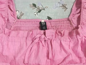 Pink Square Neck Crop Top