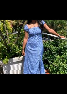 Blue Floral Midi Dress